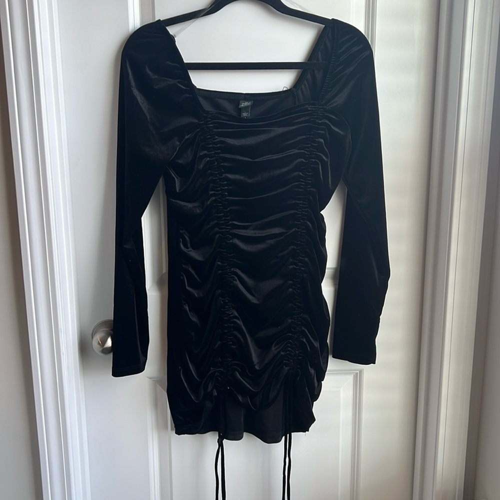 Black Velvet Ruched Mini
